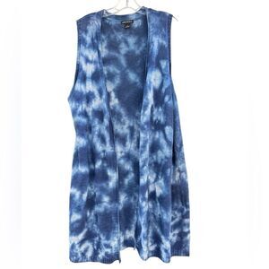 Lauren Michelle Womens Tie Dye 100% Cotton Sleevless Cardigan Tunic Blue Size XL